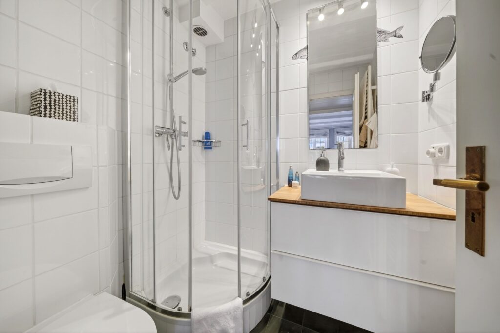 Badezimmer einer Ferienwohnung auf Sylt