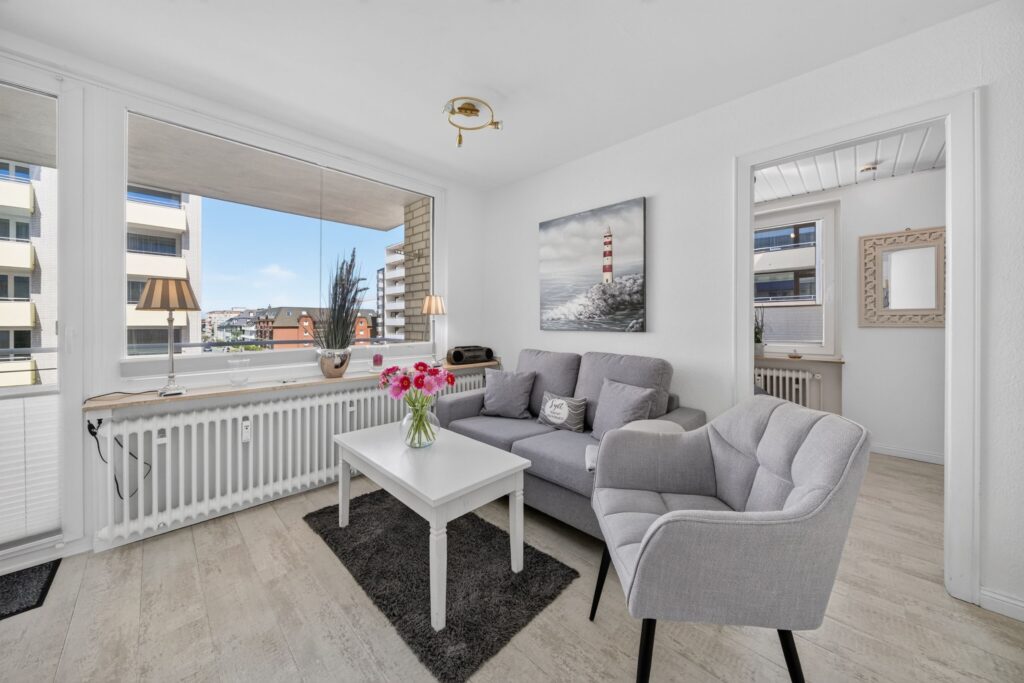 Wohnzimmer in Ferienwohnung auf Sylt